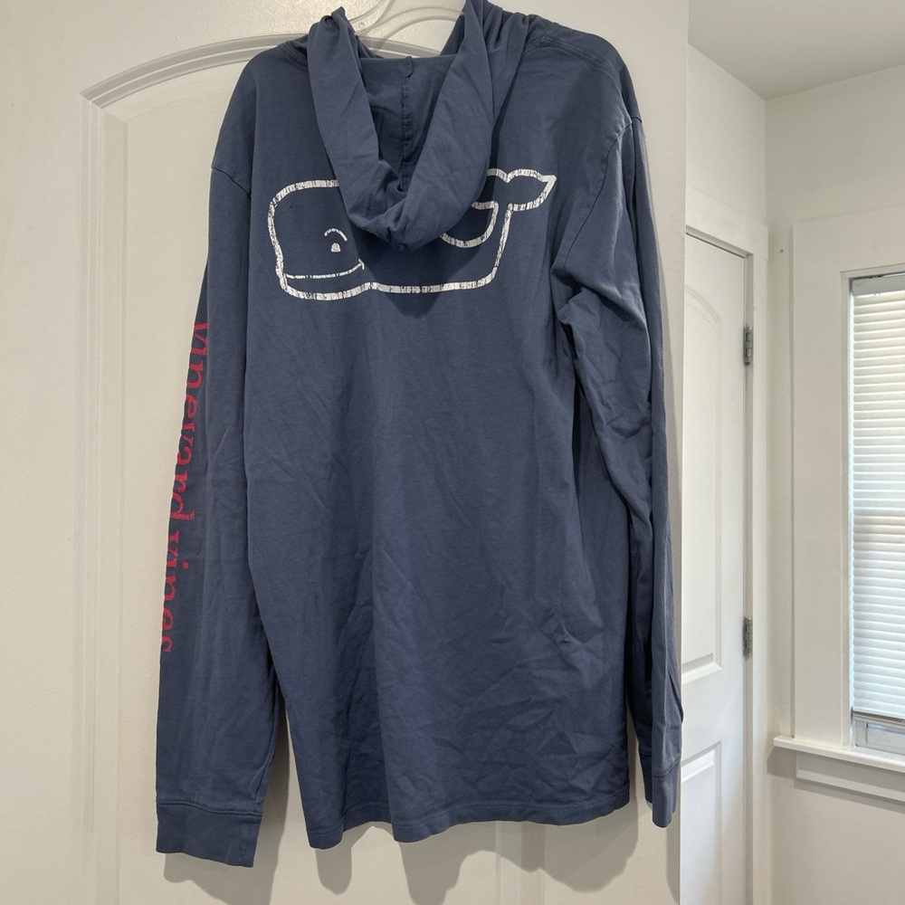 Vineyard Vines Blue Long Sleeve Tee with Whale Logo